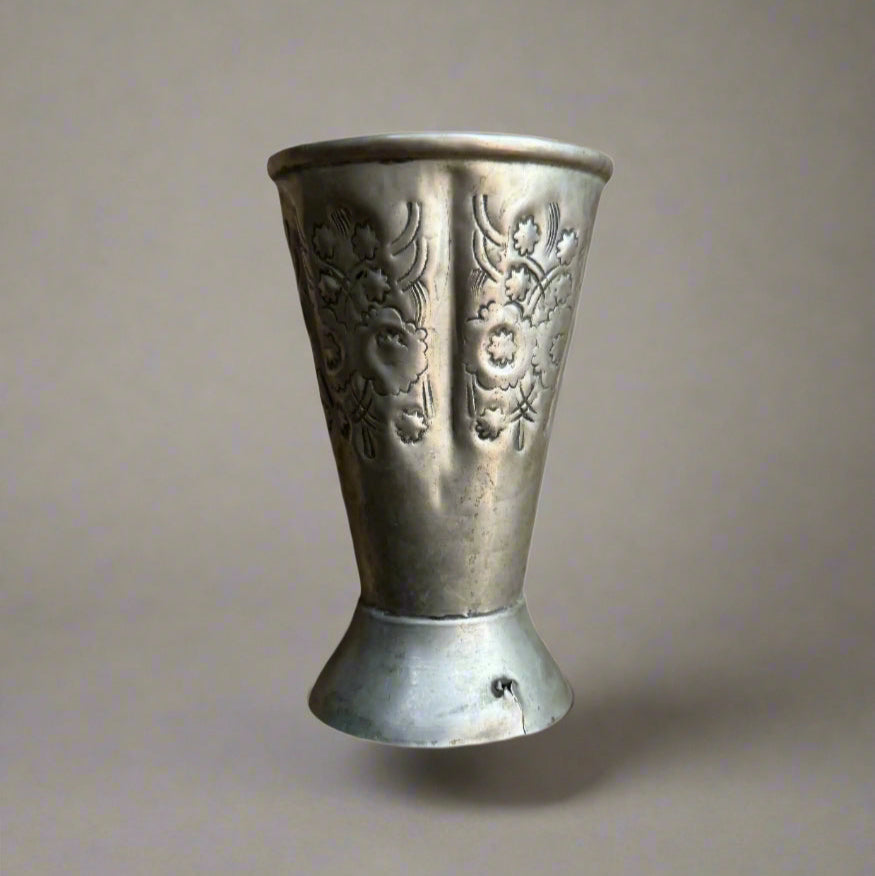 primitive antique tin cup decorative object
