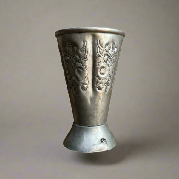 primitive antique tin cup decorative object