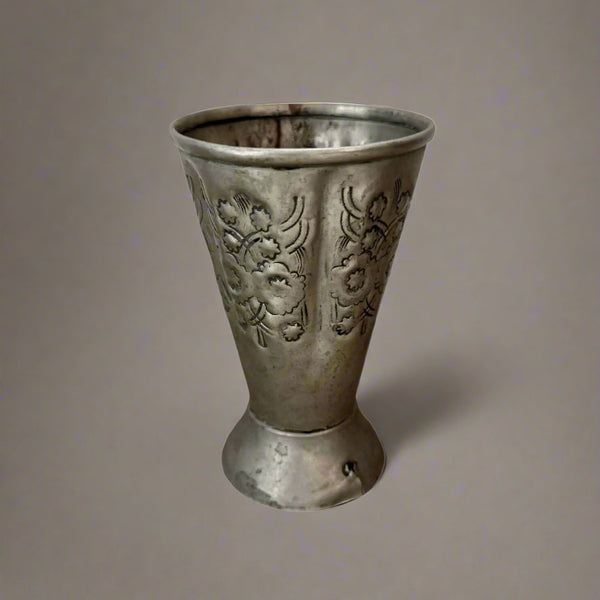 primitive antique tin cup decorative object