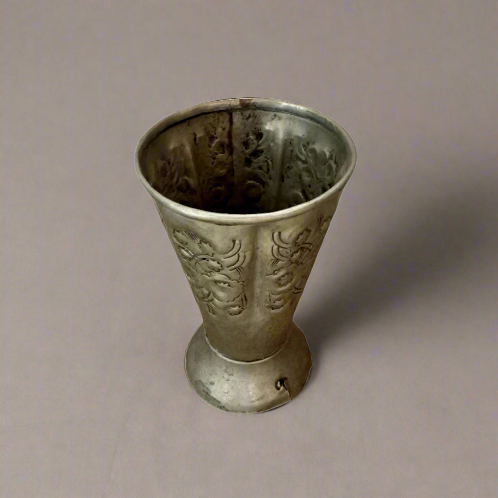 primitive antique tin cup decorative object