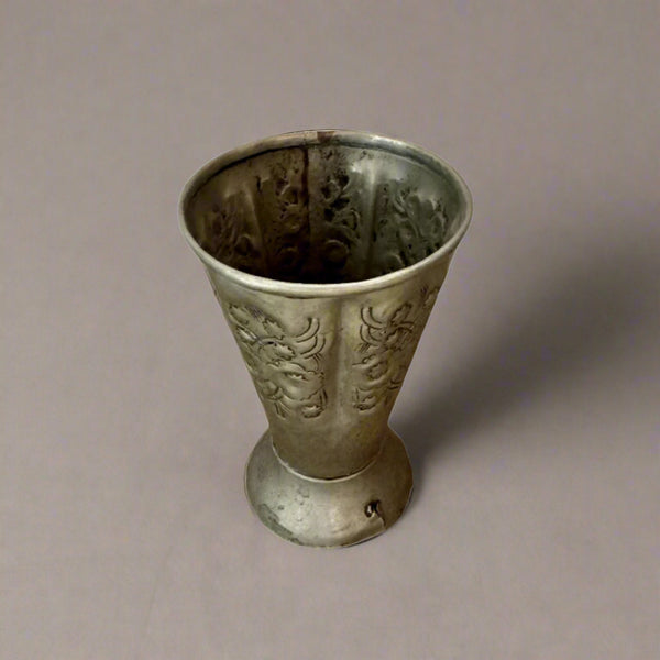 primitive antique tin cup decorative object