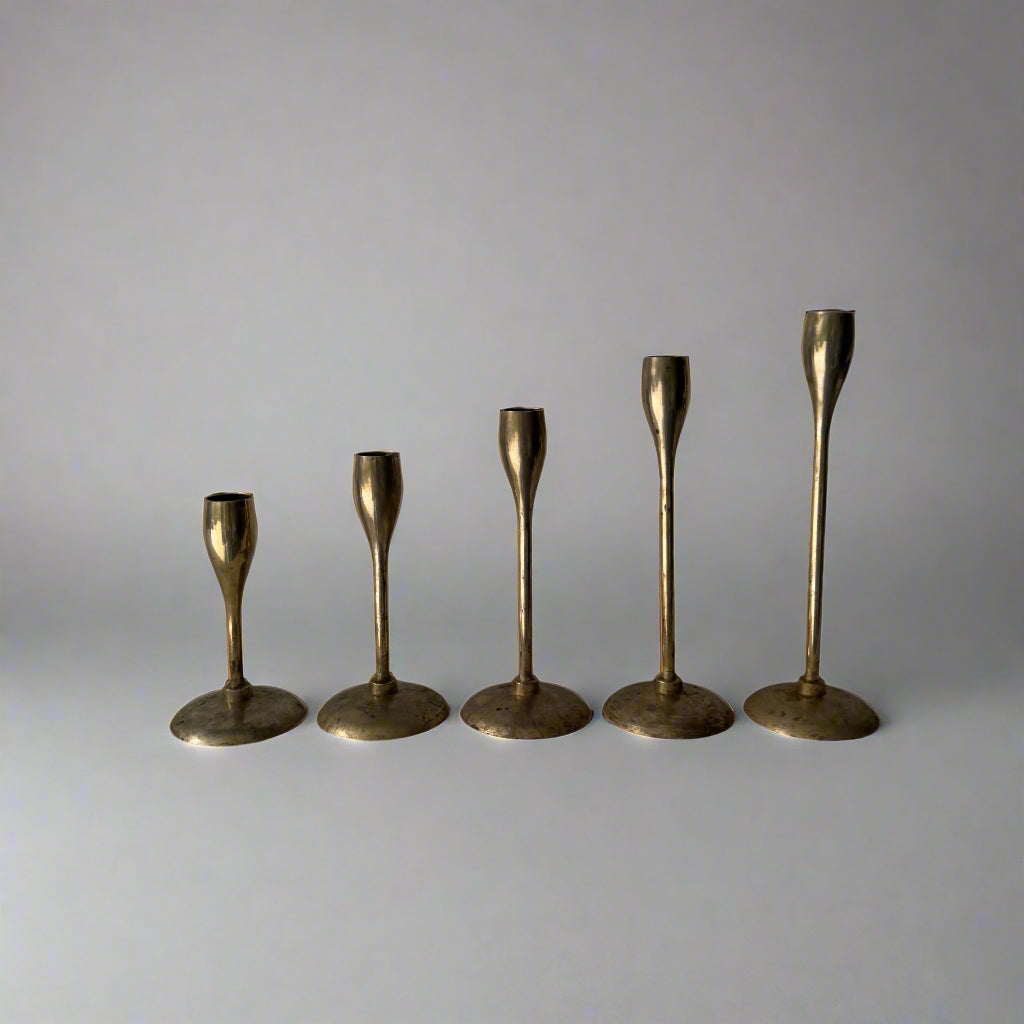 minimalist MCM vintage brass candle holders