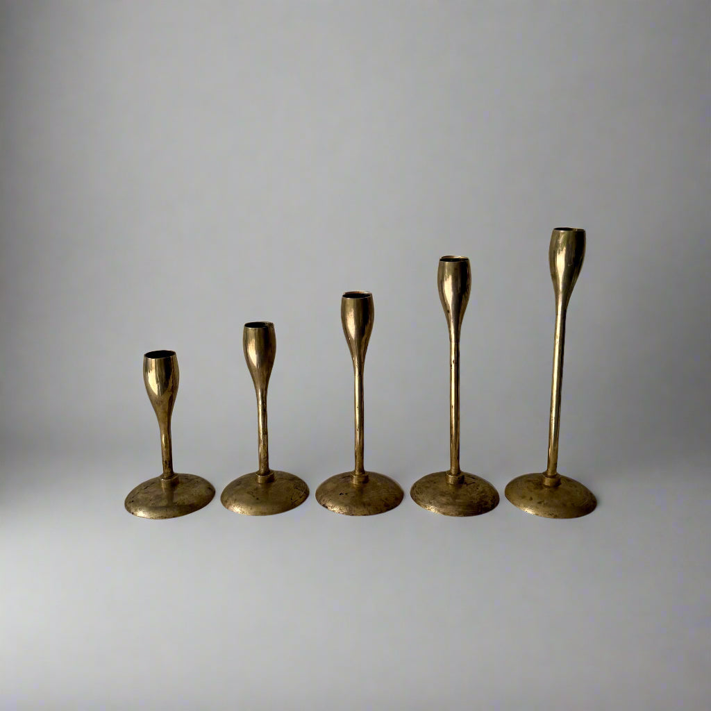 minimalist MCM vintage brass candle holders