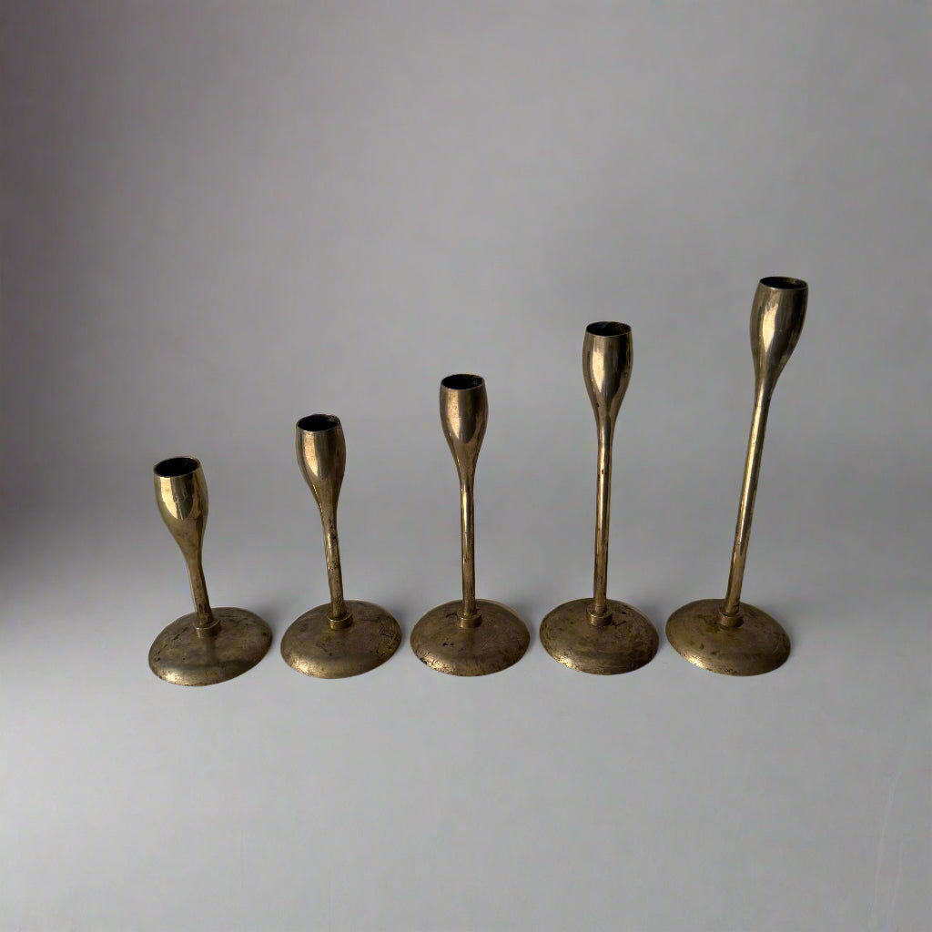 minimalist MCM vintage brass candle holders