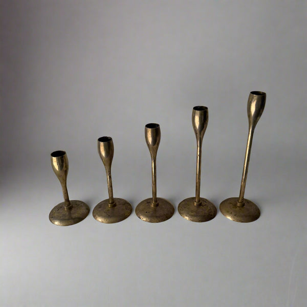 minimalist MCM vintage brass candle holders