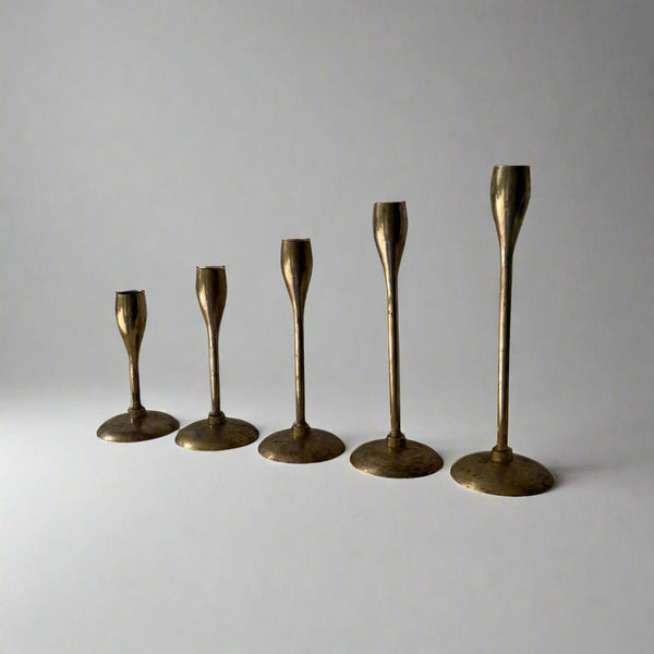 minimalist MCM vintage brass candle holders